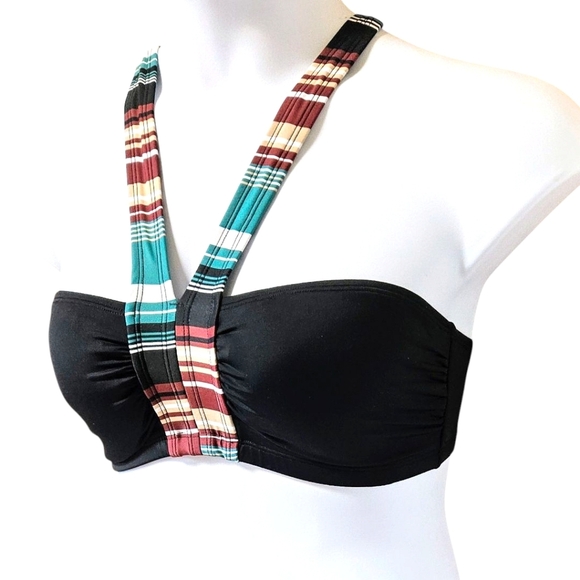 Coastal Blue Women's Halter Bikini Top Size M JadedStripe/Ebony NWT - Picture 3 of 13